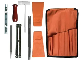 2 - 5.5&quot; USA Made Felling Wedge, 1 Chainsaw Wrench, And 1 - 8 Piece Chainsaw Sharpener File Kit - 5/32, 3/16, and 7/32 Inch Files, Wood Handle, Depth Gauge, Filing Guide, and Tool Pouch. 3 Piece Bundle