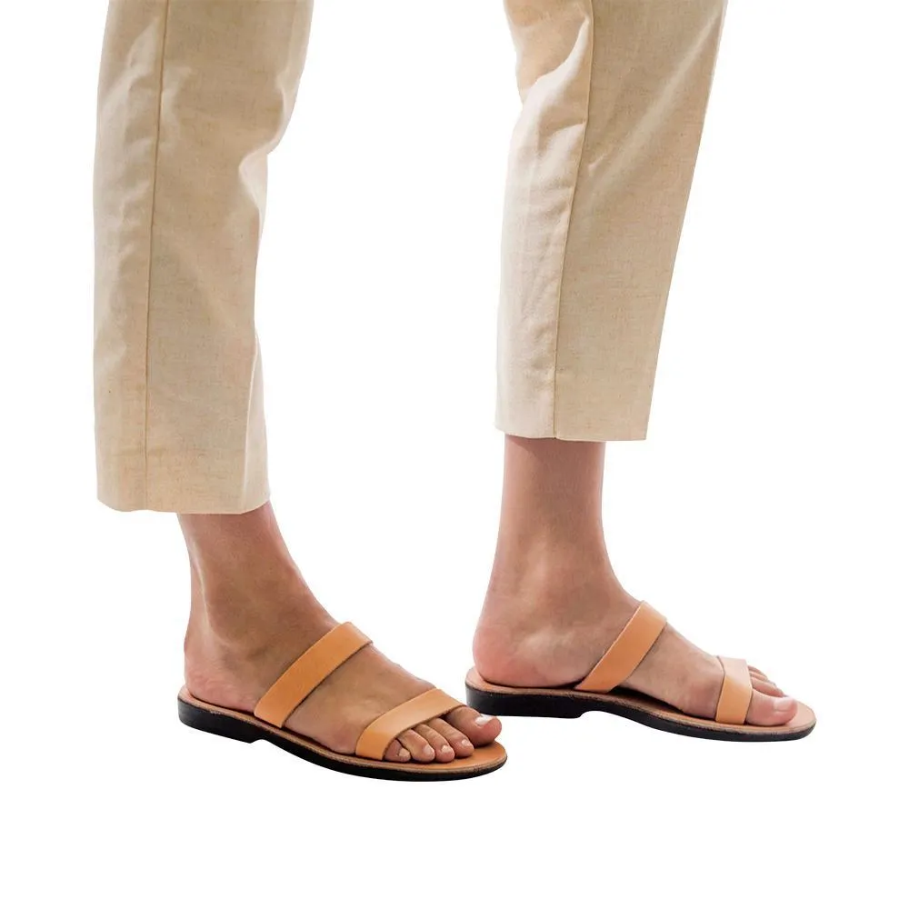 Ada - Leather Double Strap Sandal | Tan