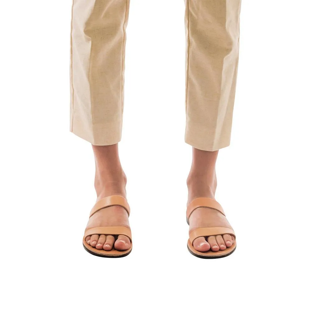 Ada - Leather Double Strap Sandal | Tan