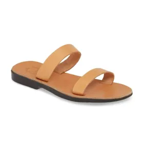 Ada - Leather Double Strap Sandal | Tan