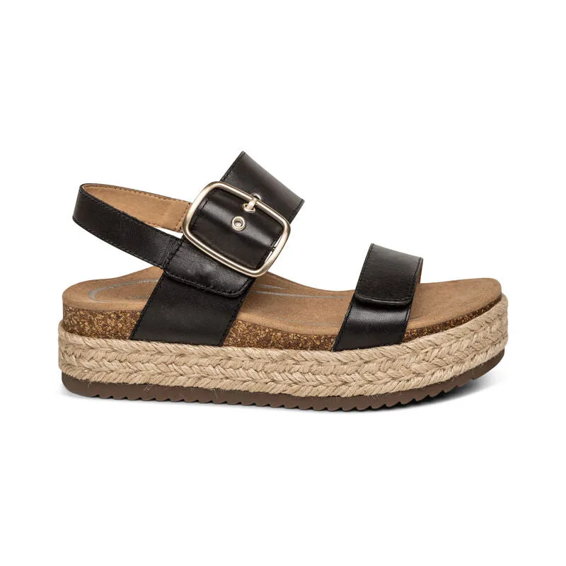 Aetrex Vania Platform Black Women's Sandal