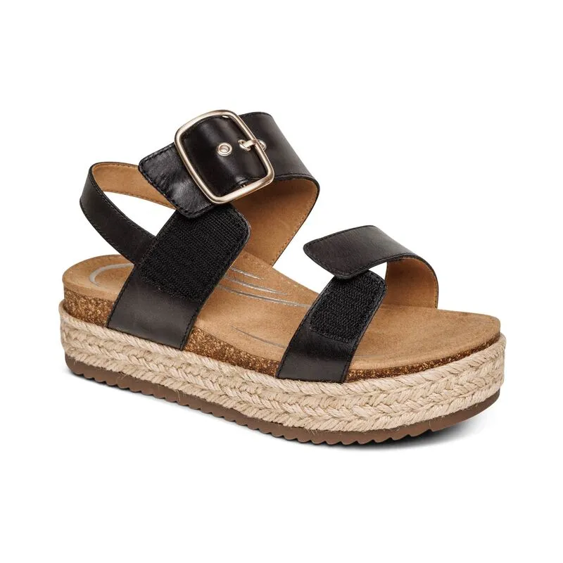 Aetrex Vania Platform Black Women's Sandal