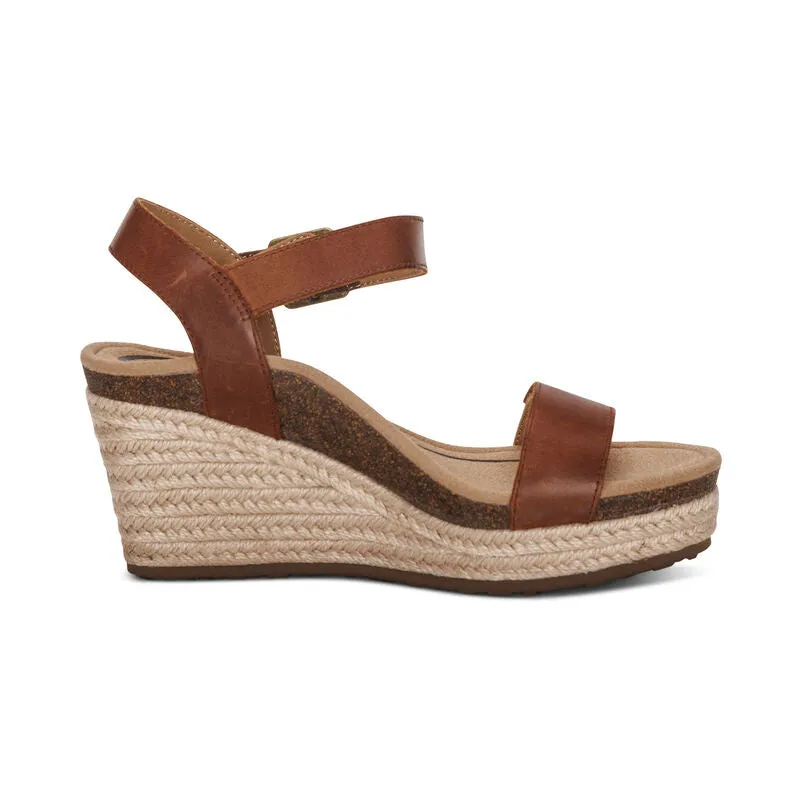 Aetrex Women's Sydney Quarter Strap Espadrille Wedge EW754 Color: Walnut