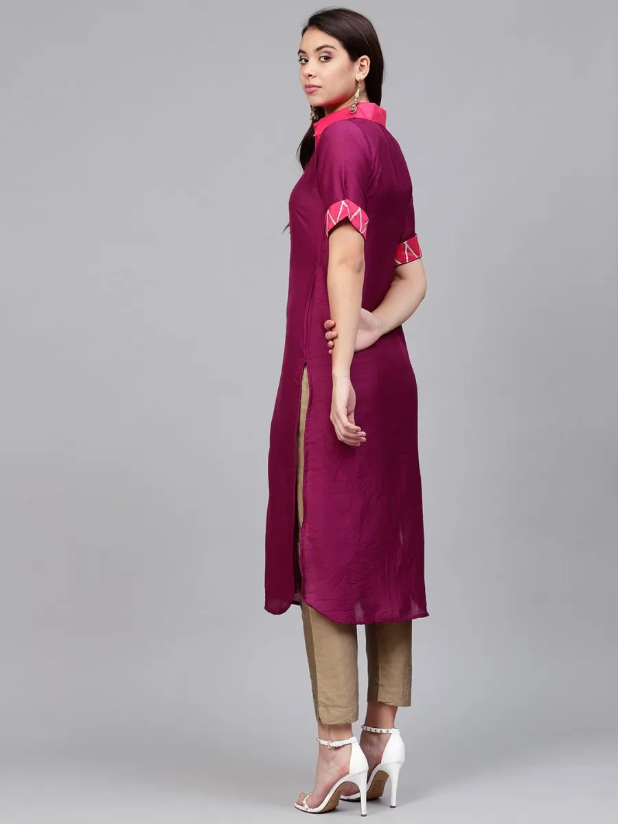 Ahalyaa Solid Straight Poly Silk Beautiful Kurta