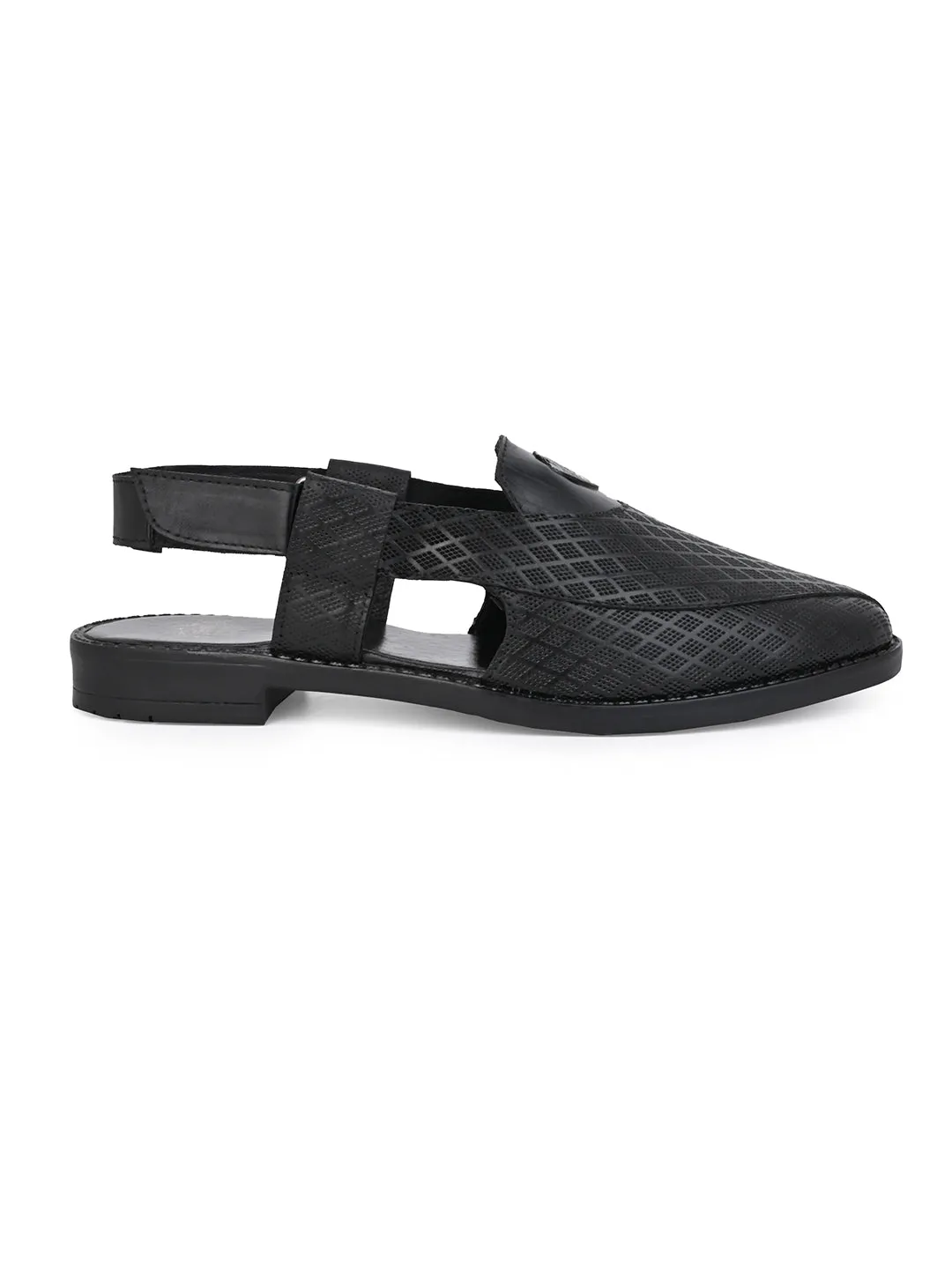 Alberto Torresi Genuine Leather Textured Peshawari Sandal With Padded Insole