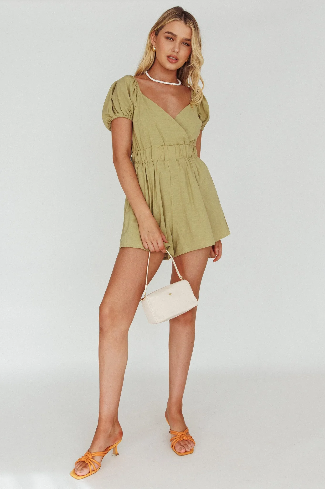 Alexis Elasticated Waist Romper Avocado