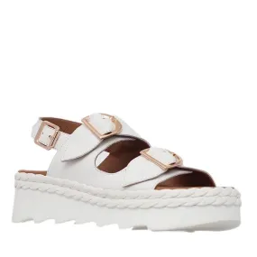 Alfie & Evie Sabre White Platform Leather Sandals