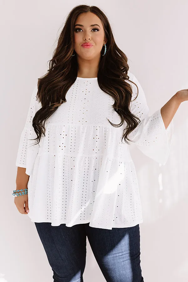 Amalfi Mood Eyelet Shift Top In White Curves