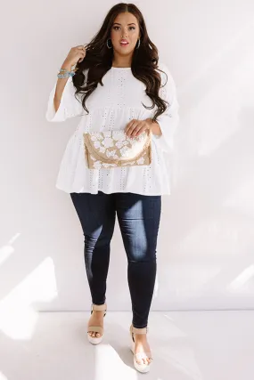 Amalfi Mood Eyelet Shift Top In White Curves