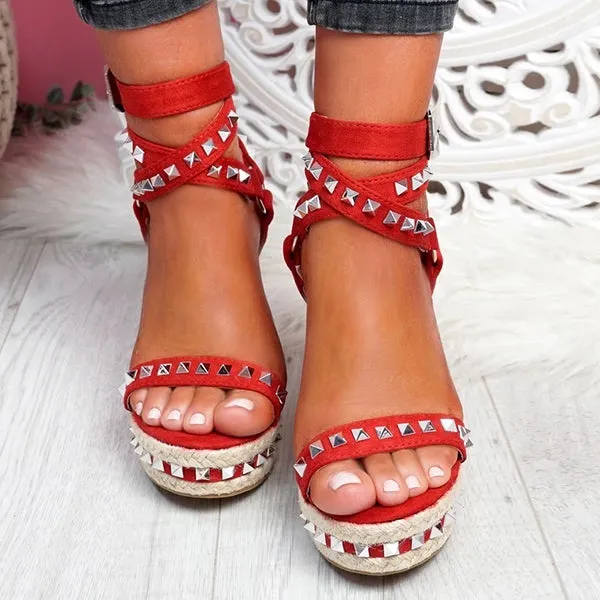 Amozae- Daily Numy Wedge Rock Studs Sandals