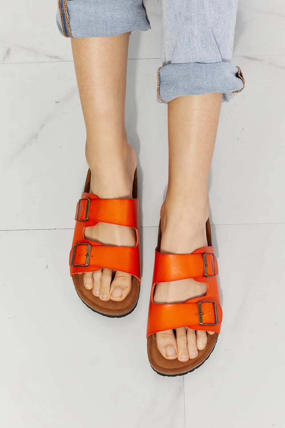 *APP EXCLUSIVE* Double Banded Slide Sandals in Orange