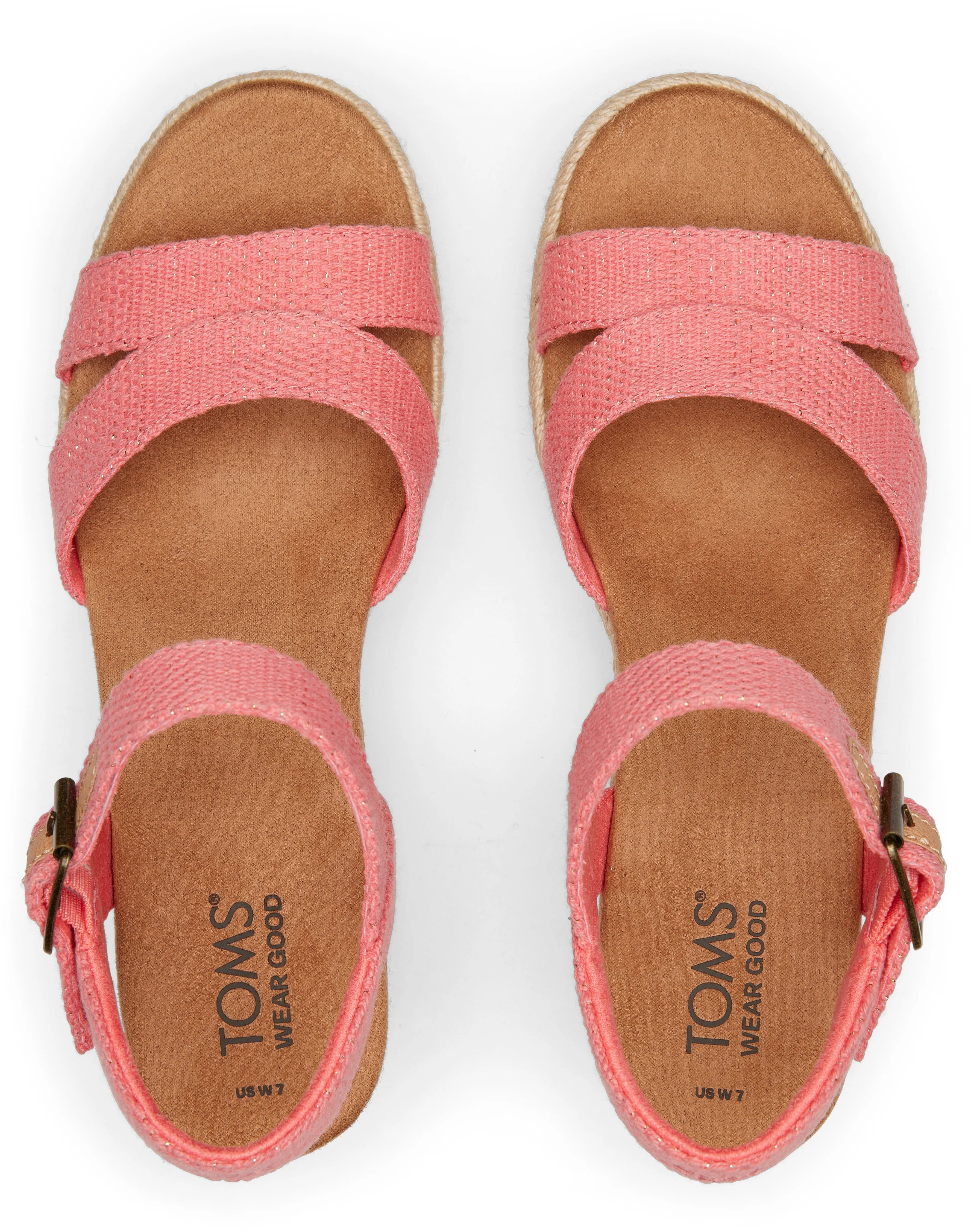 Audrey Espadrille Sandal - Shell Pink Metallic Linen Stripe