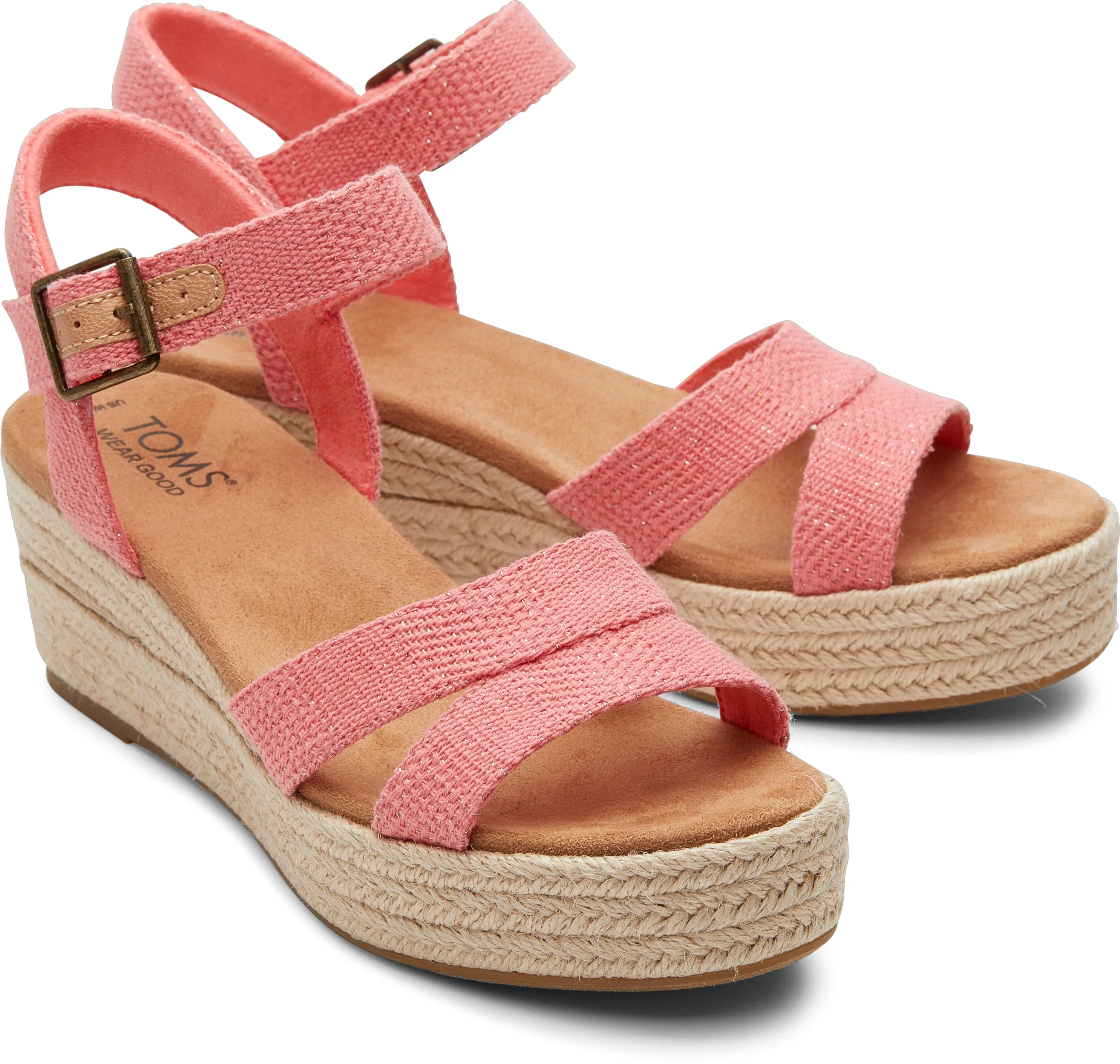 Audrey Espadrille Sandal - Shell Pink Metallic Linen Stripe