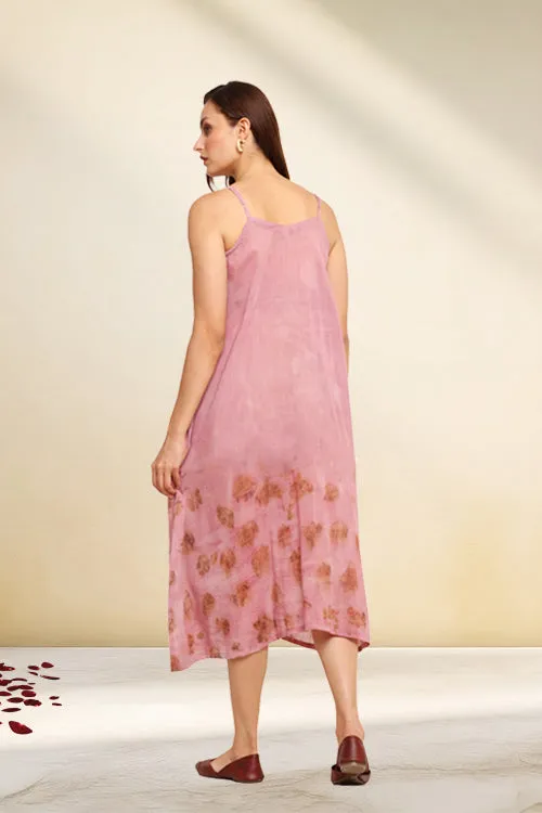 Bageeya “Lilac” Pure Mul Strap Dress|Crafted With Sacred Temple Rose And Lac