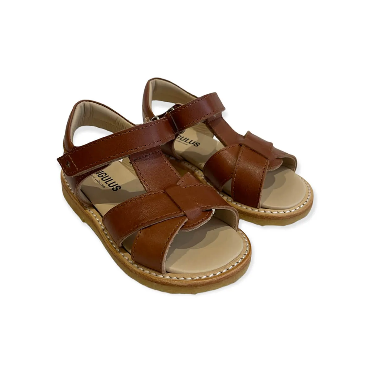 Basic Velcro Sandals in Cognac by Angulus