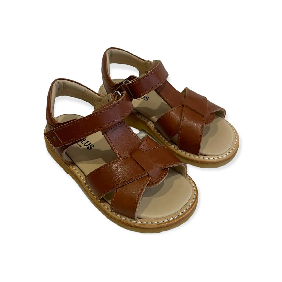 Basic Velcro Sandals in Cognac by Angulus