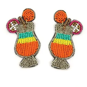 Beaded Earrings, Orange Mixed Drink