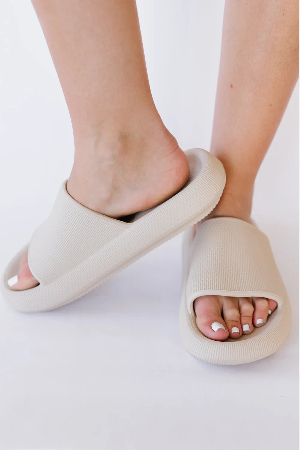 Beige Slide-On Sandals