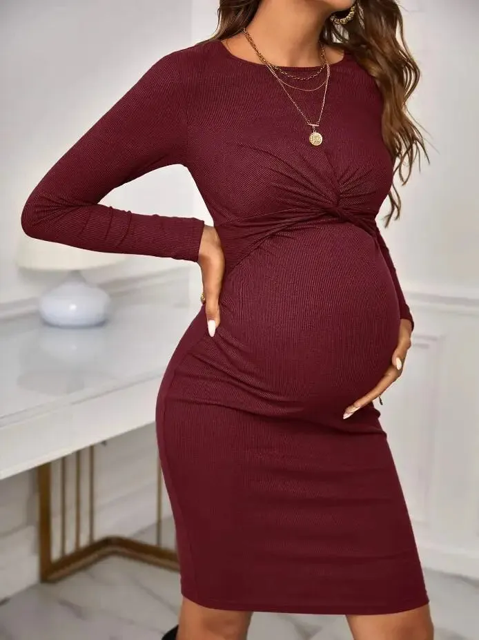 Belly Embrace Knit Midi - Long Sleeve Maternity