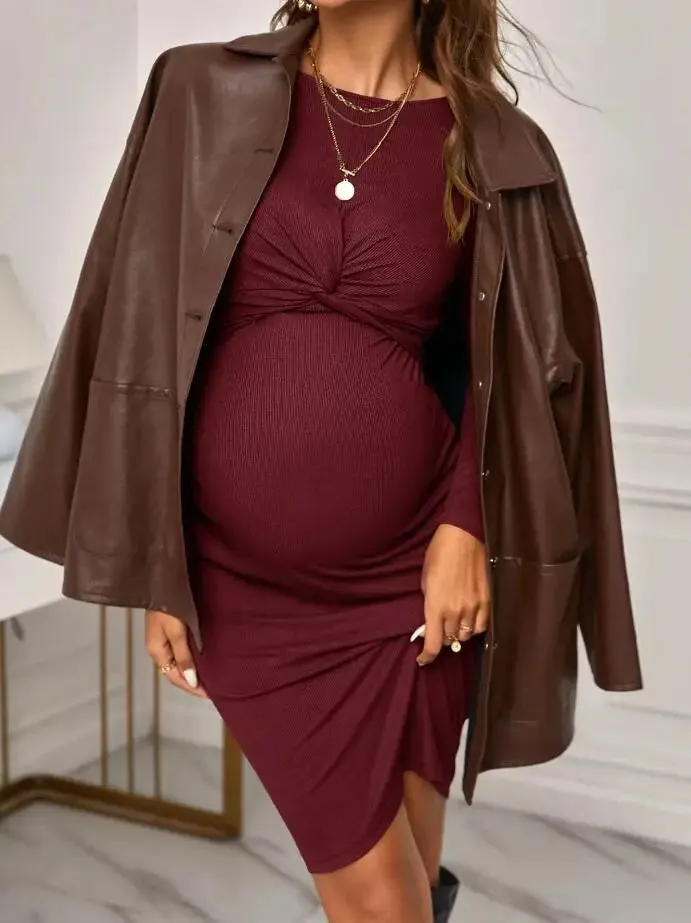 Belly Embrace Knit Midi - Long Sleeve Maternity