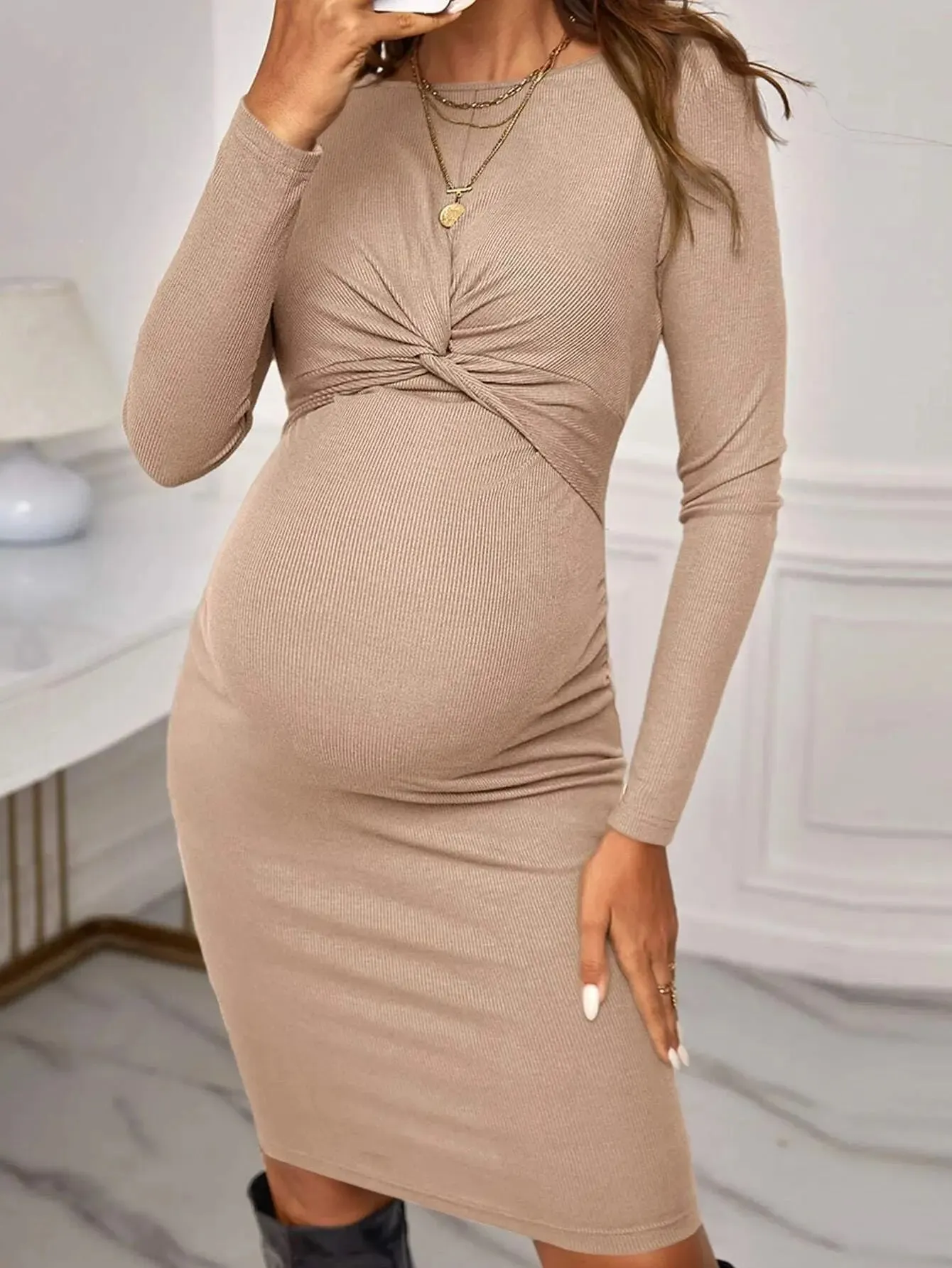 Belly Embrace Knit Midi - Long Sleeve Maternity