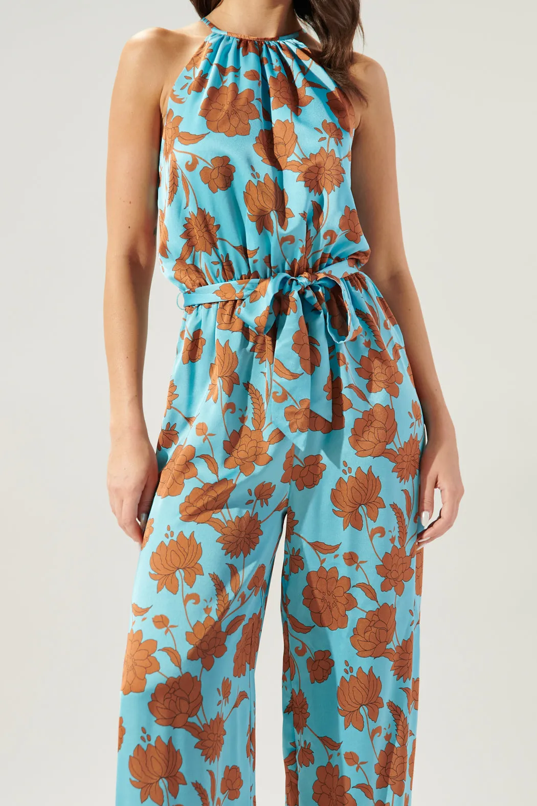 Belmont Floral Lighthearted Trapeze Jumpsuit