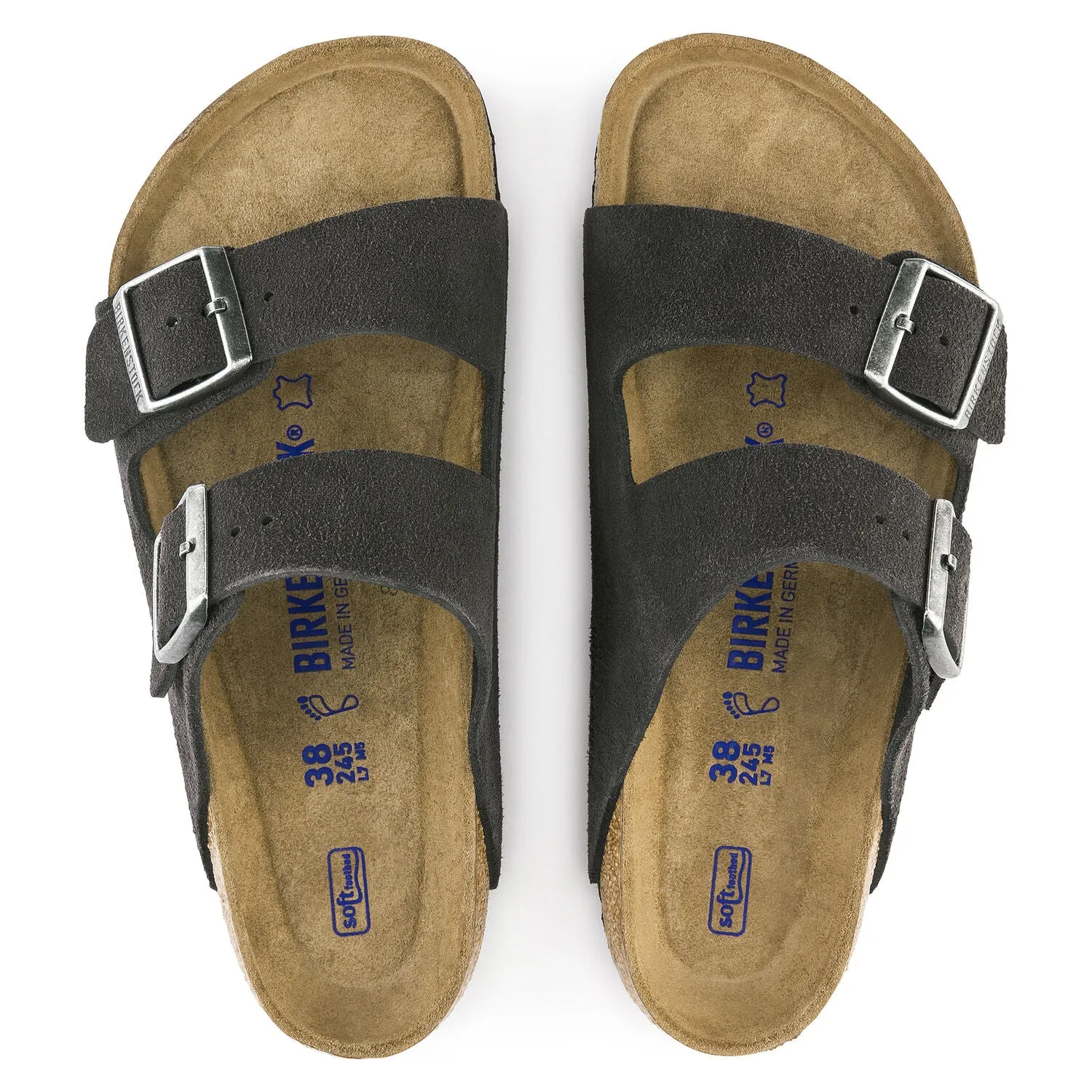 BIRKENSTOCK UNISEX Arizona Soft Footbed Suede Leather (Velvet Grey - Narrow Fit)