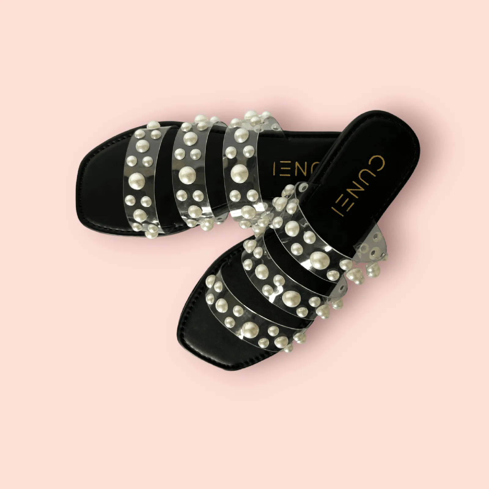 Black Festive Pearl Flats