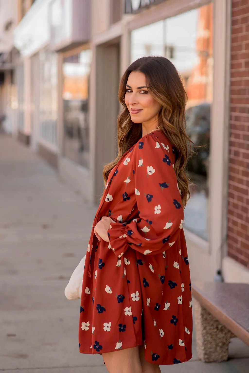 Blossoms Ruffle Long Sleeve Dress