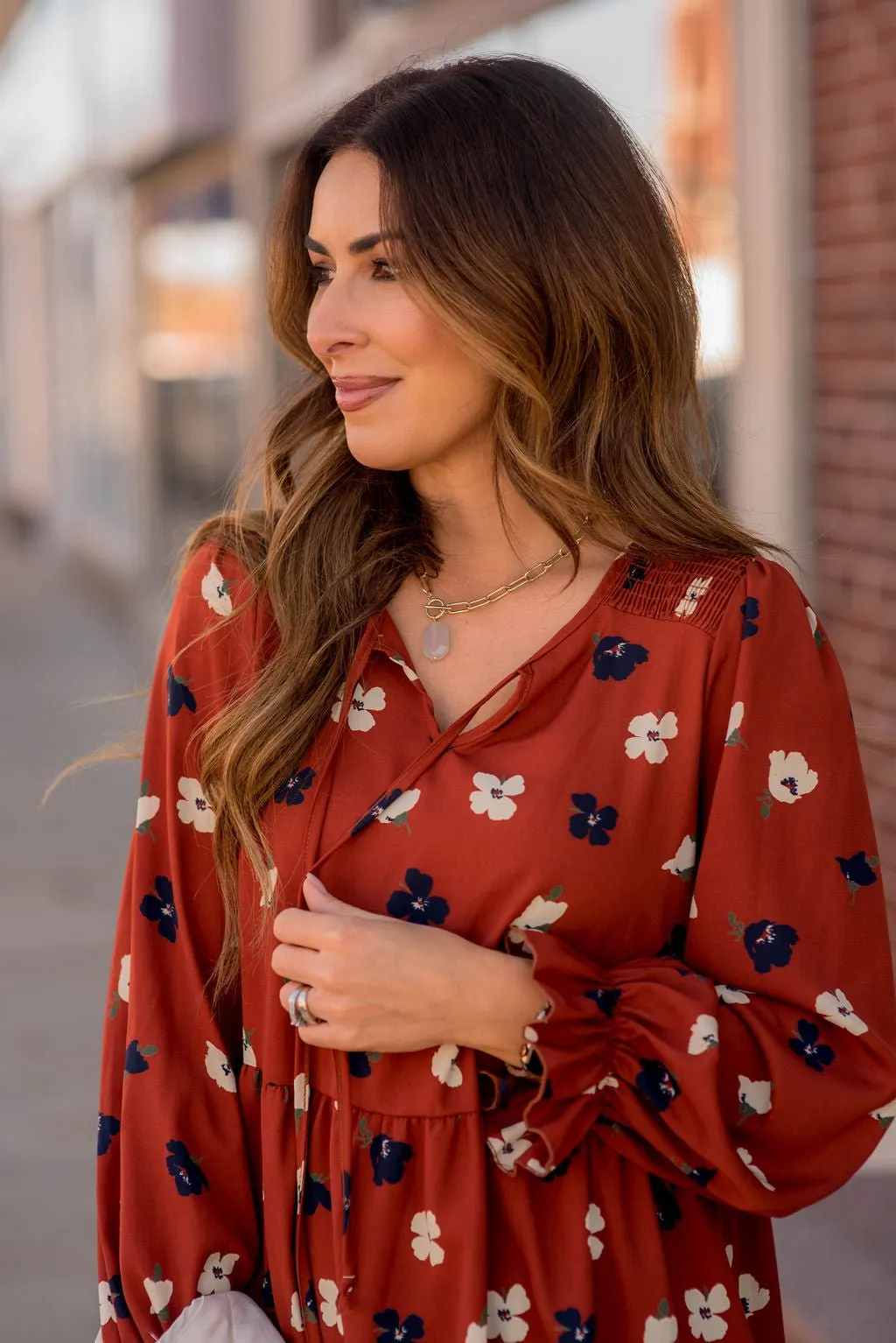 Blossoms Ruffle Long Sleeve Dress