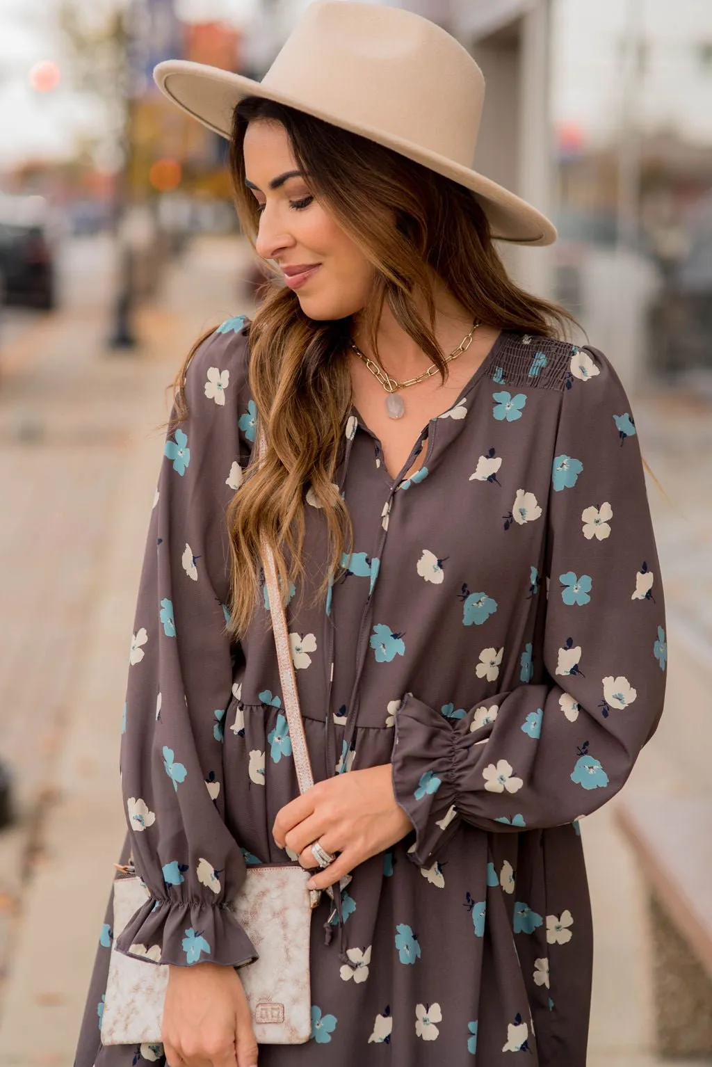 Blossoms Ruffle Long Sleeve Dress