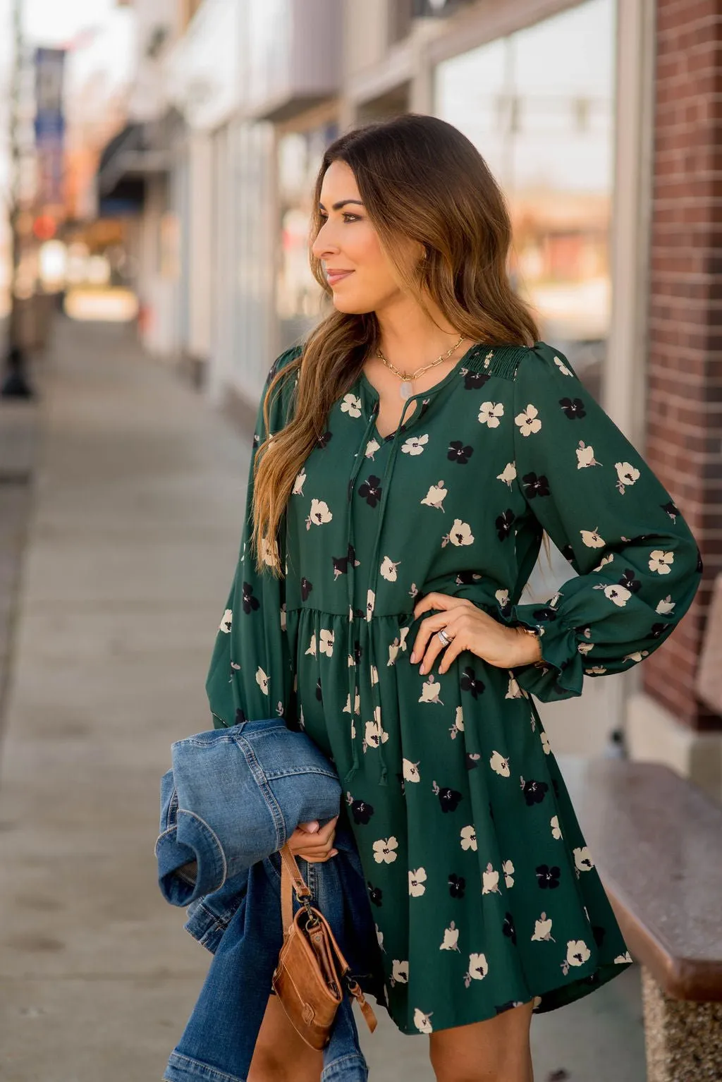 Blossoms Ruffle Long Sleeve Dress