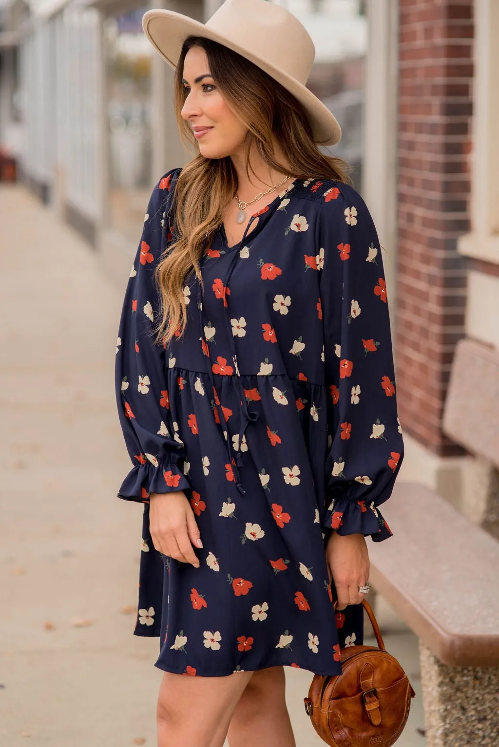 Blossoms Ruffle Long Sleeve Dress