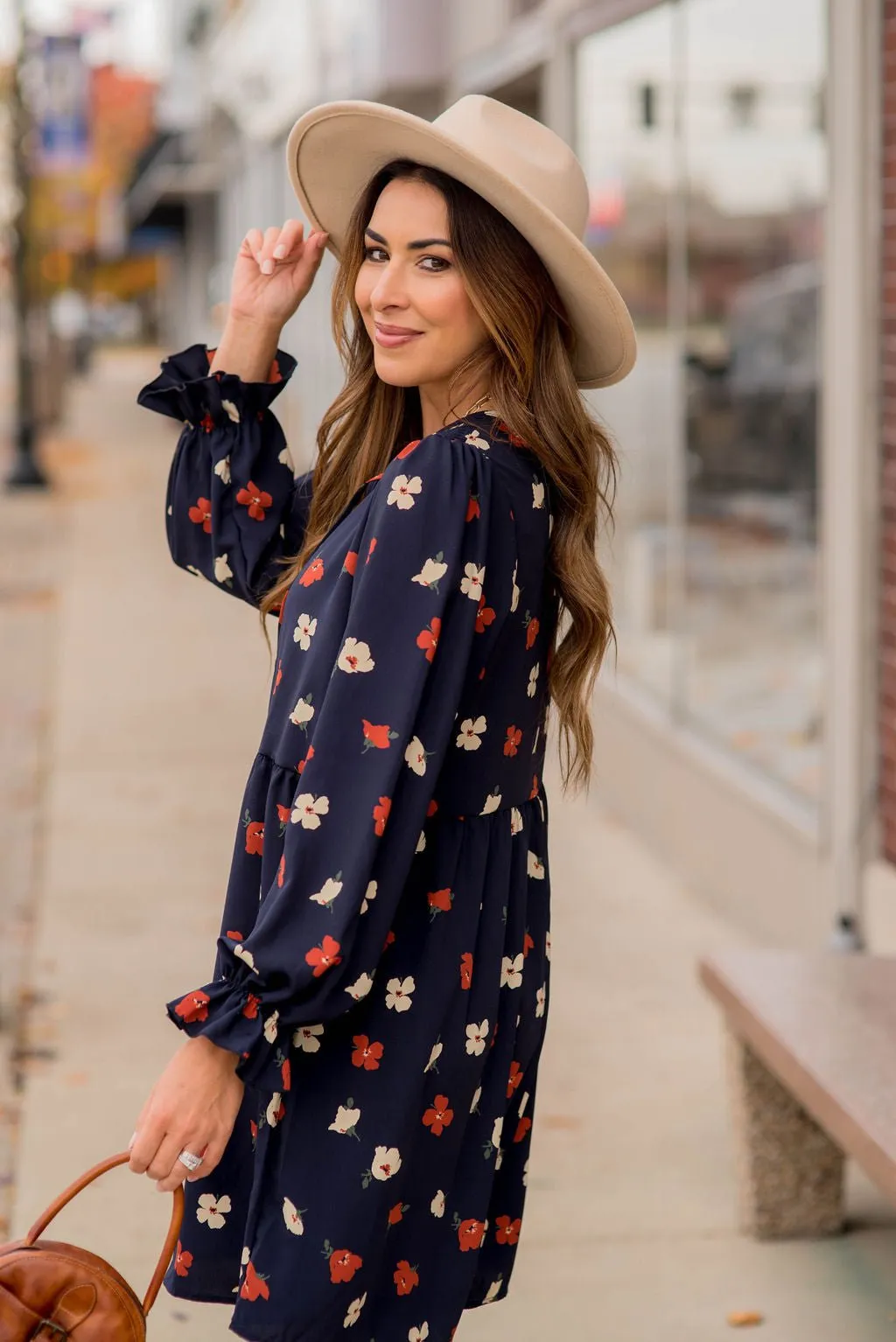 Blossoms Ruffle Long Sleeve Dress