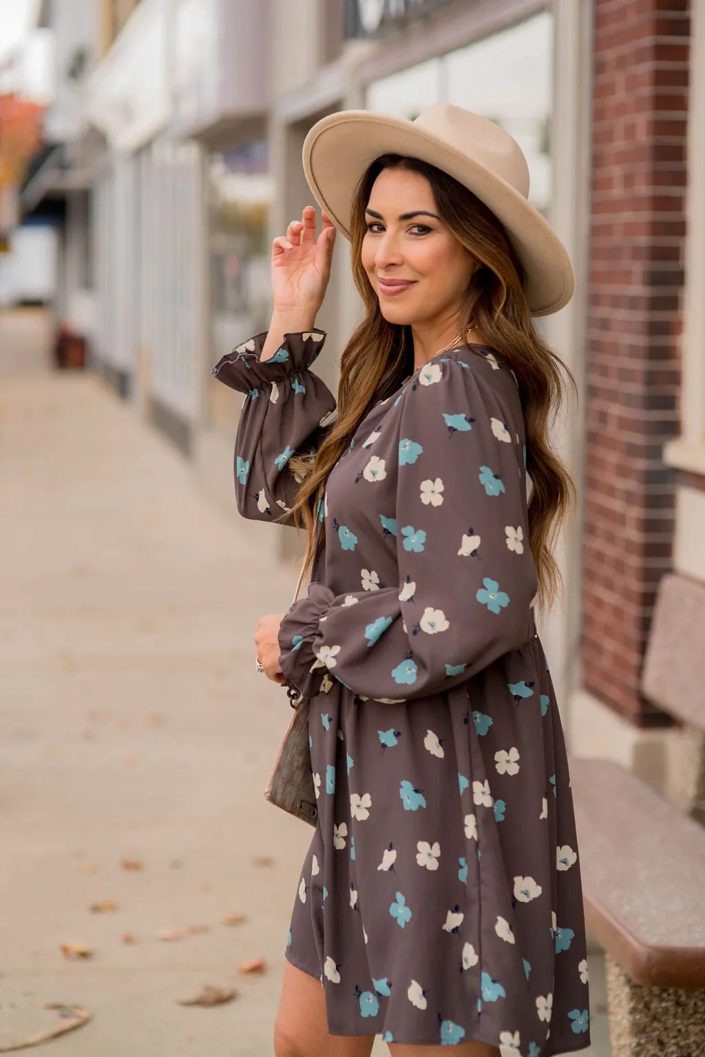 Blossoms Ruffle Long Sleeve Dress