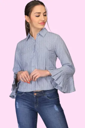 BLUE FLOUNCE SHIRT FOR WOMEN