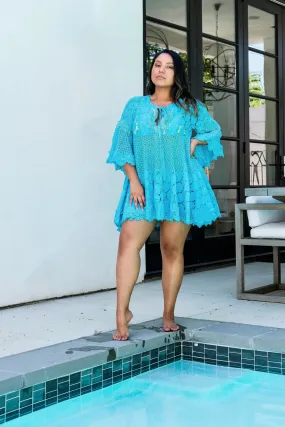 Blue Lace Coverup Dress