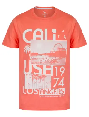 Cali Dreams Motif Cotton Jersey T-Shirt in Peach Blossom - South Shore