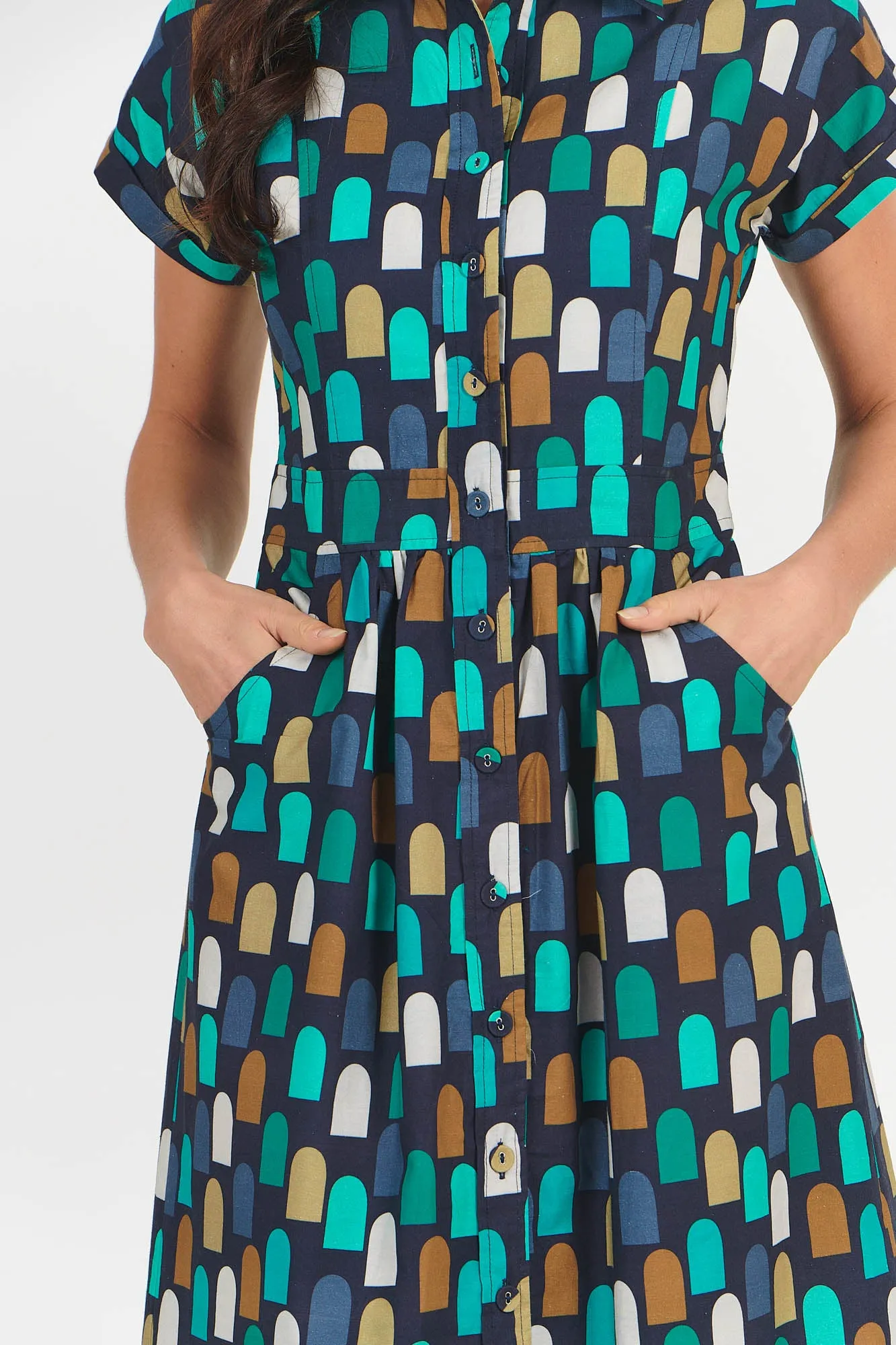 Cali Shirtdress Green Geo