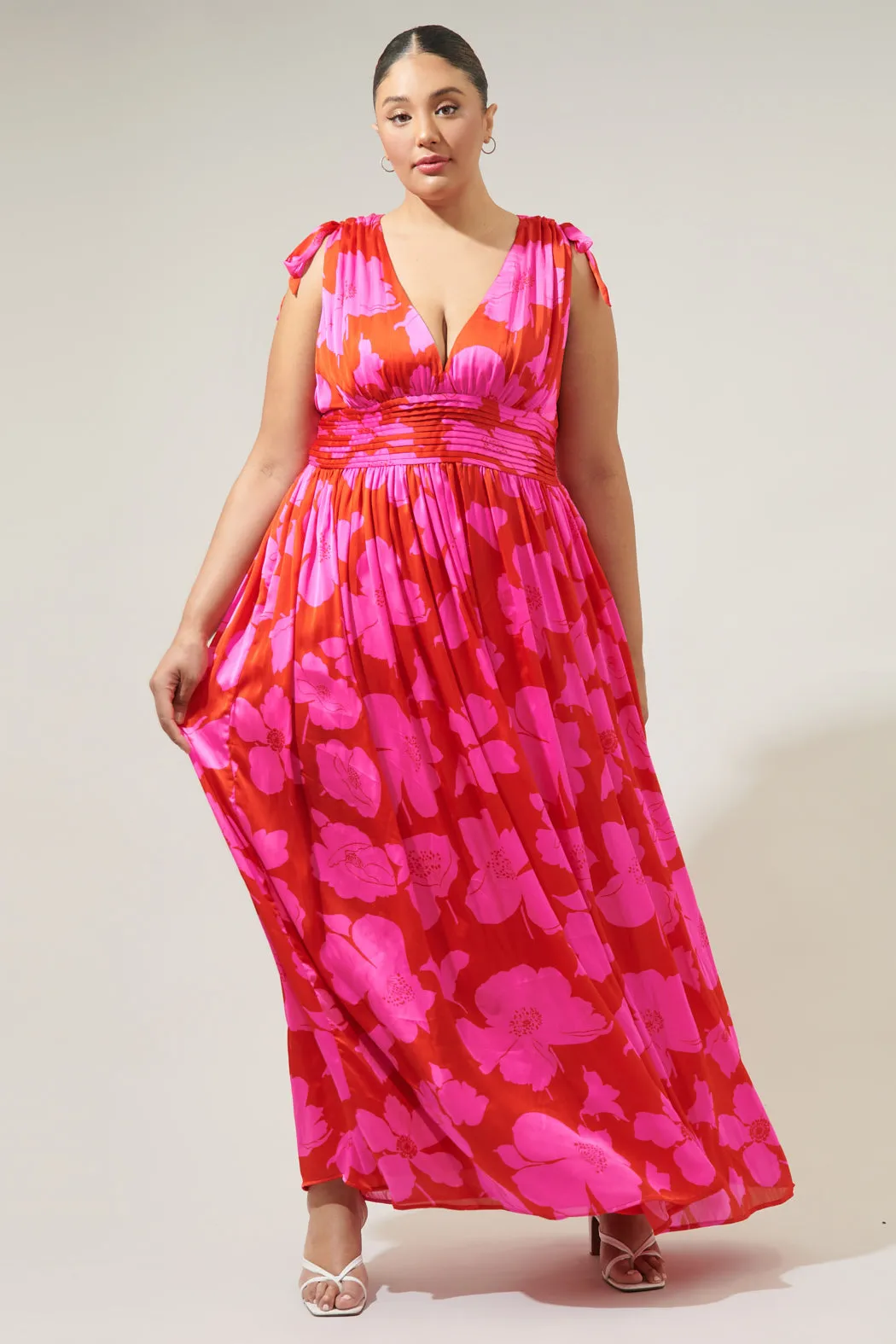 Caribbean Crush Descanso Pleated Maxi Dress Curve