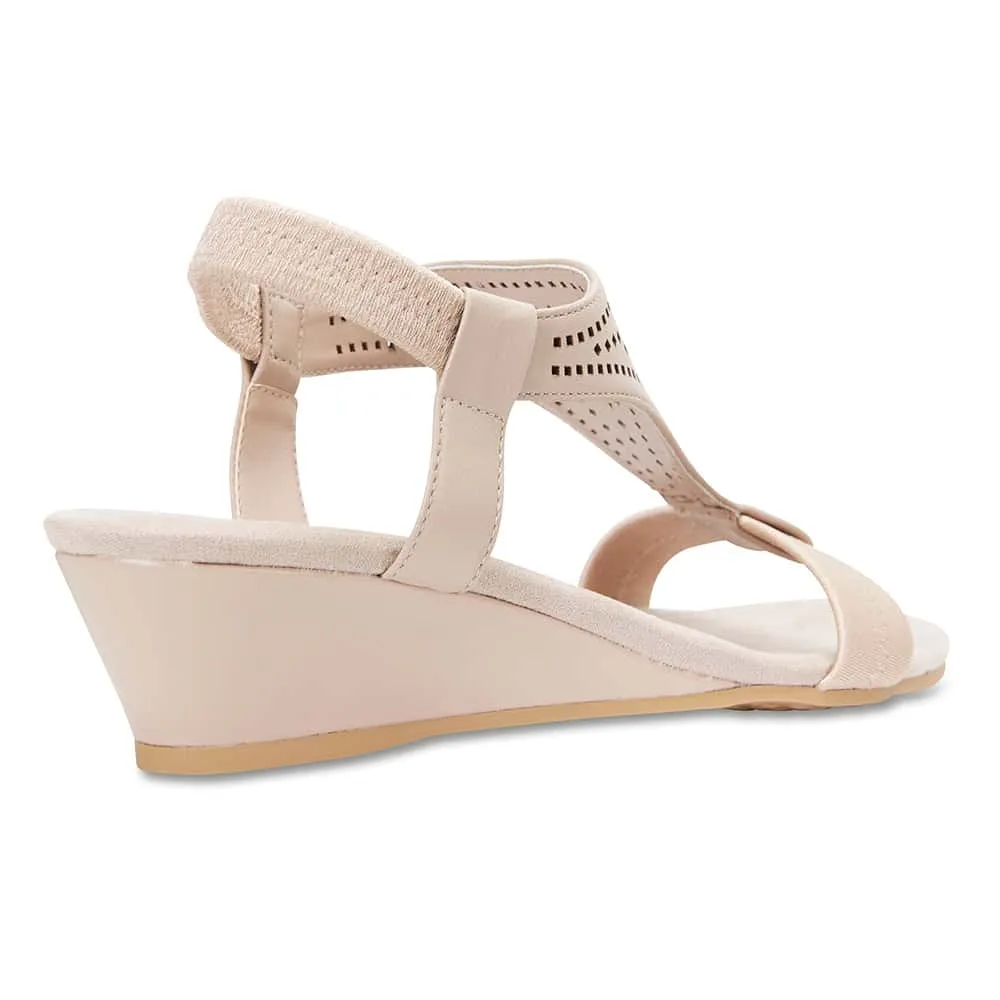 Casino Heel in Nude Leather