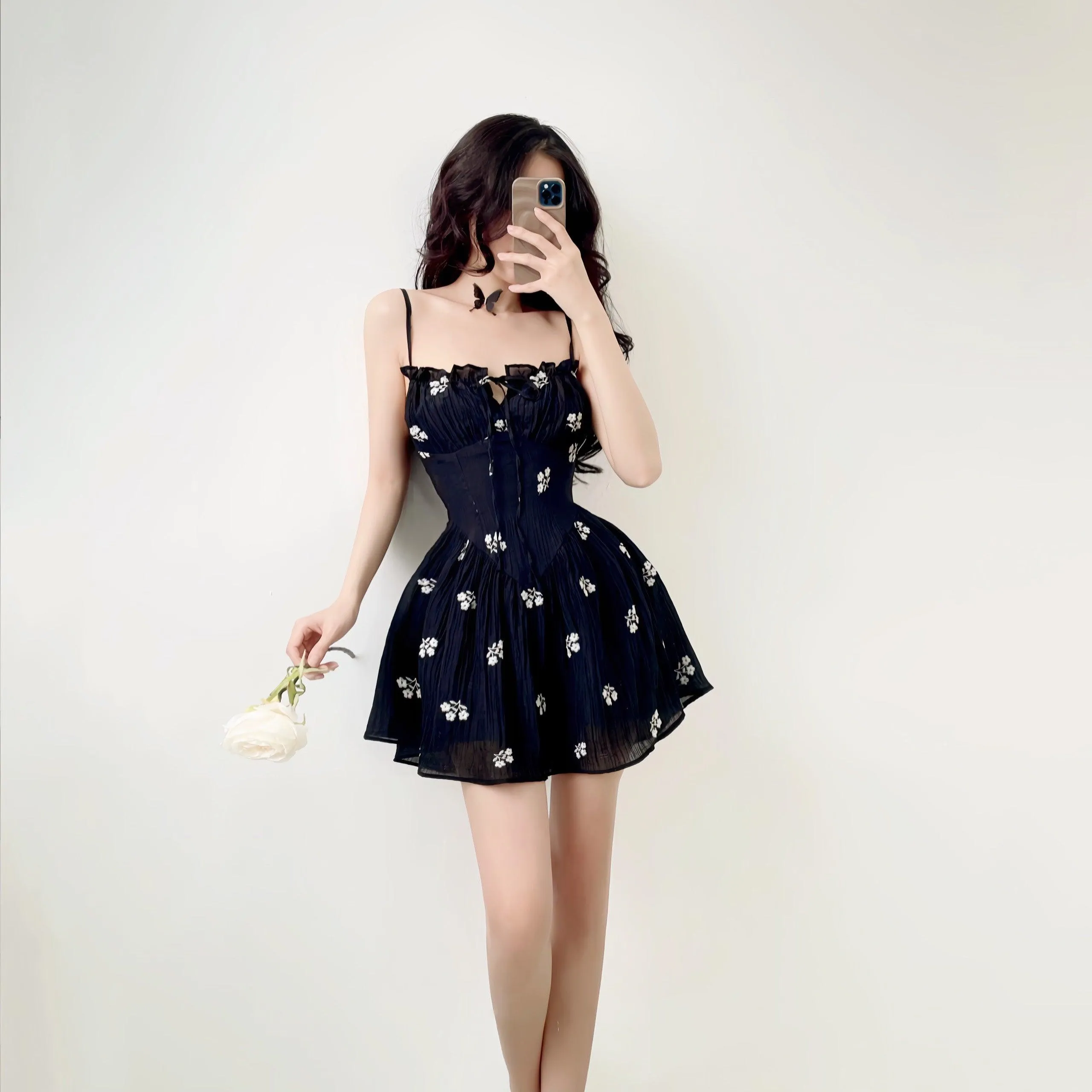 Chiffon Floral Printed Cami Mini Dress