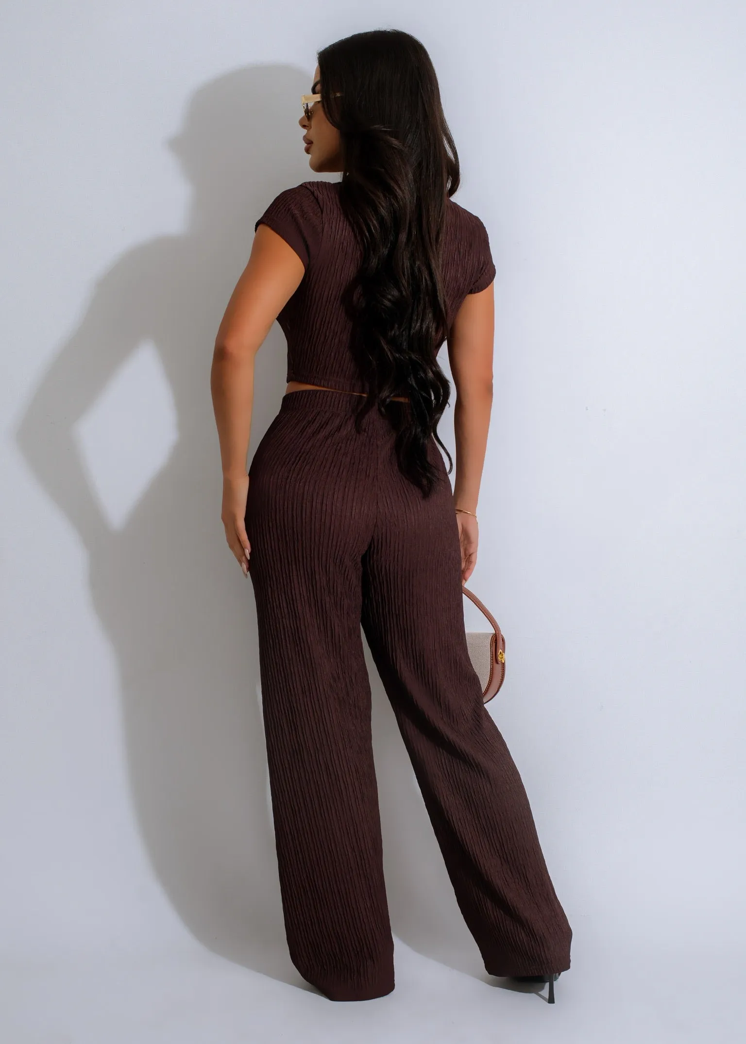 Crimson Cascade Pant Set Brown