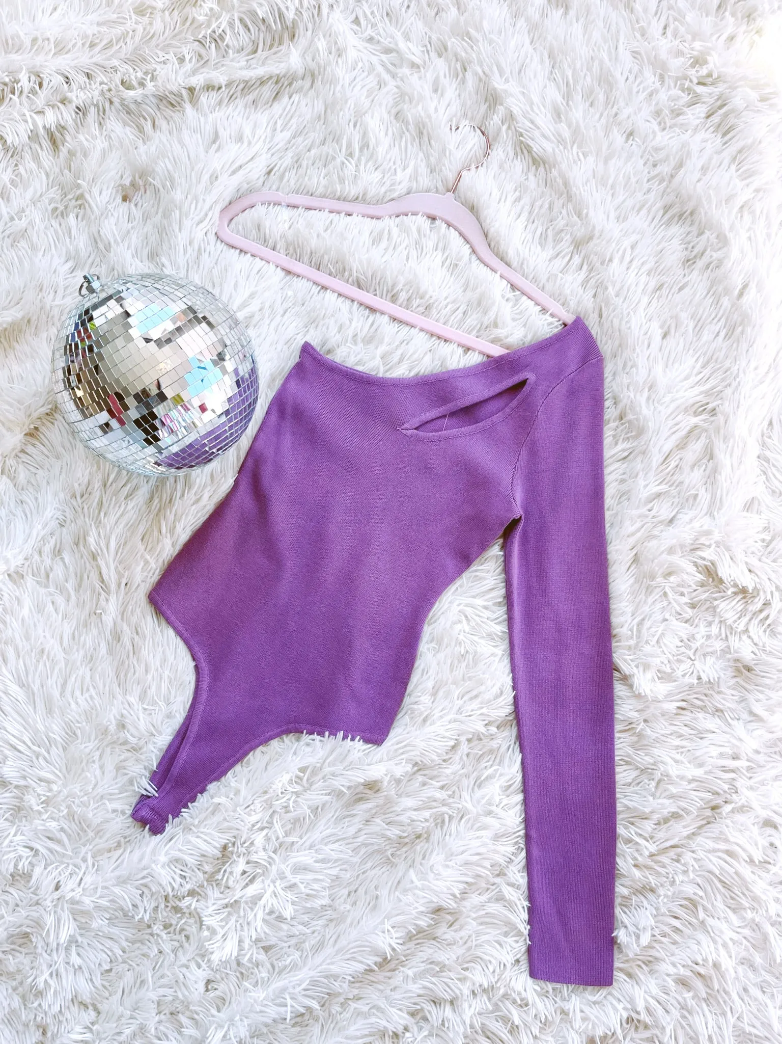 Danni One Shoulder Cutout Bodysuit - Purple