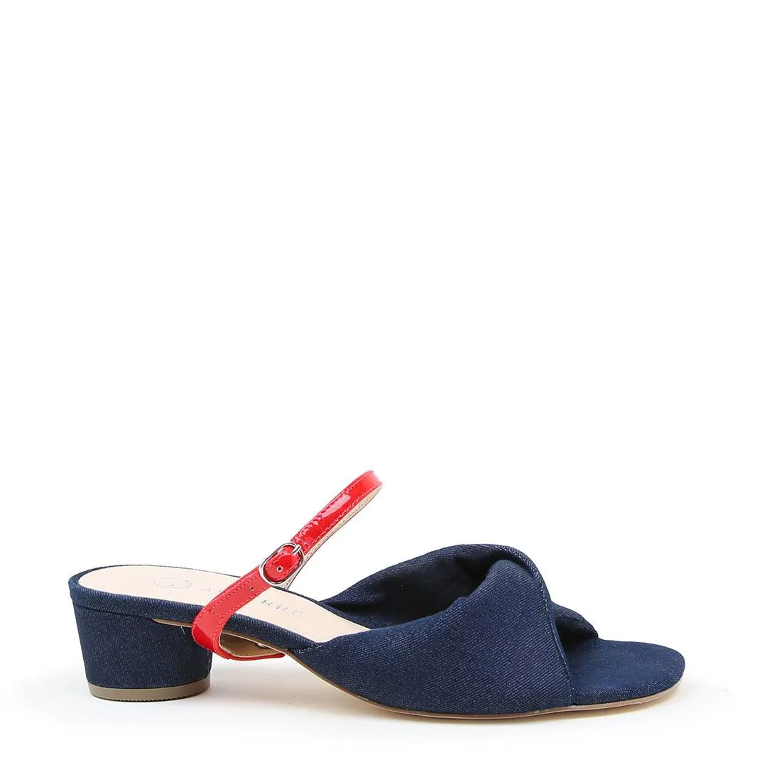 Denim Lo Twist Sandal   Red Gloss Twiggy Strap