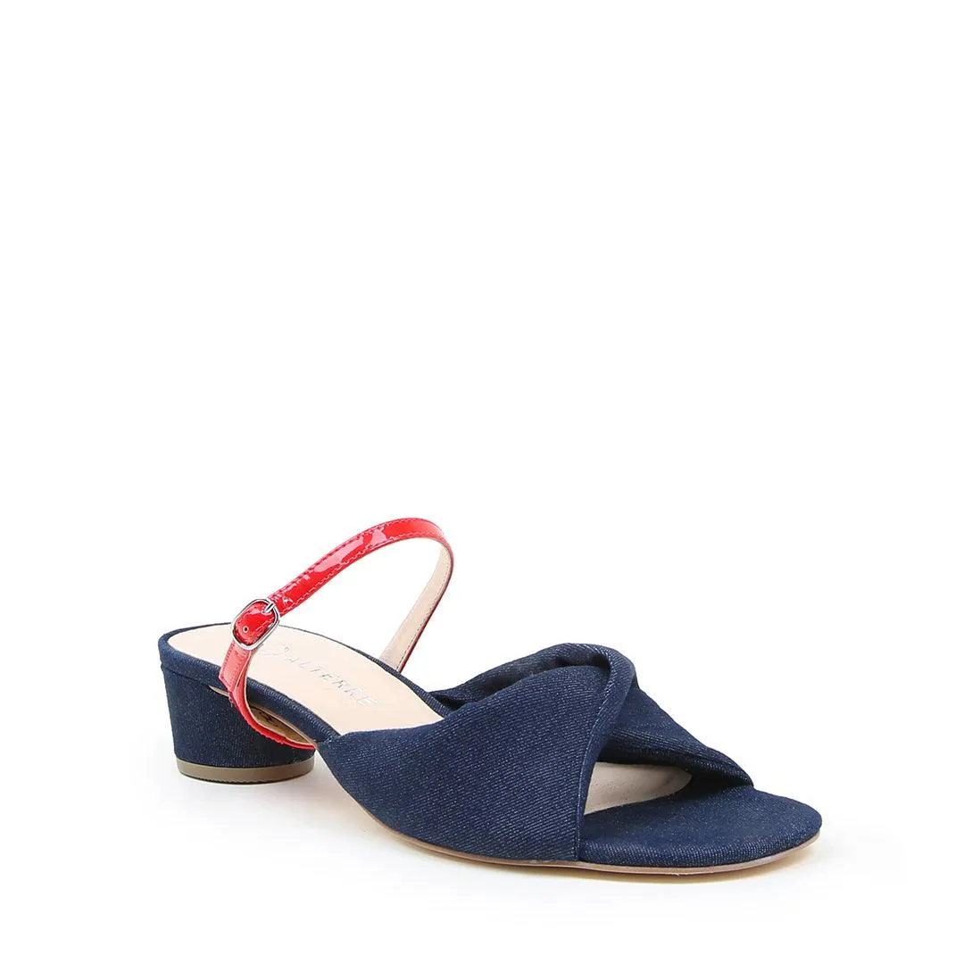 Denim Lo Twist Sandal   Red Gloss Twiggy Strap