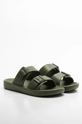 Double Strap Slide Dark Green