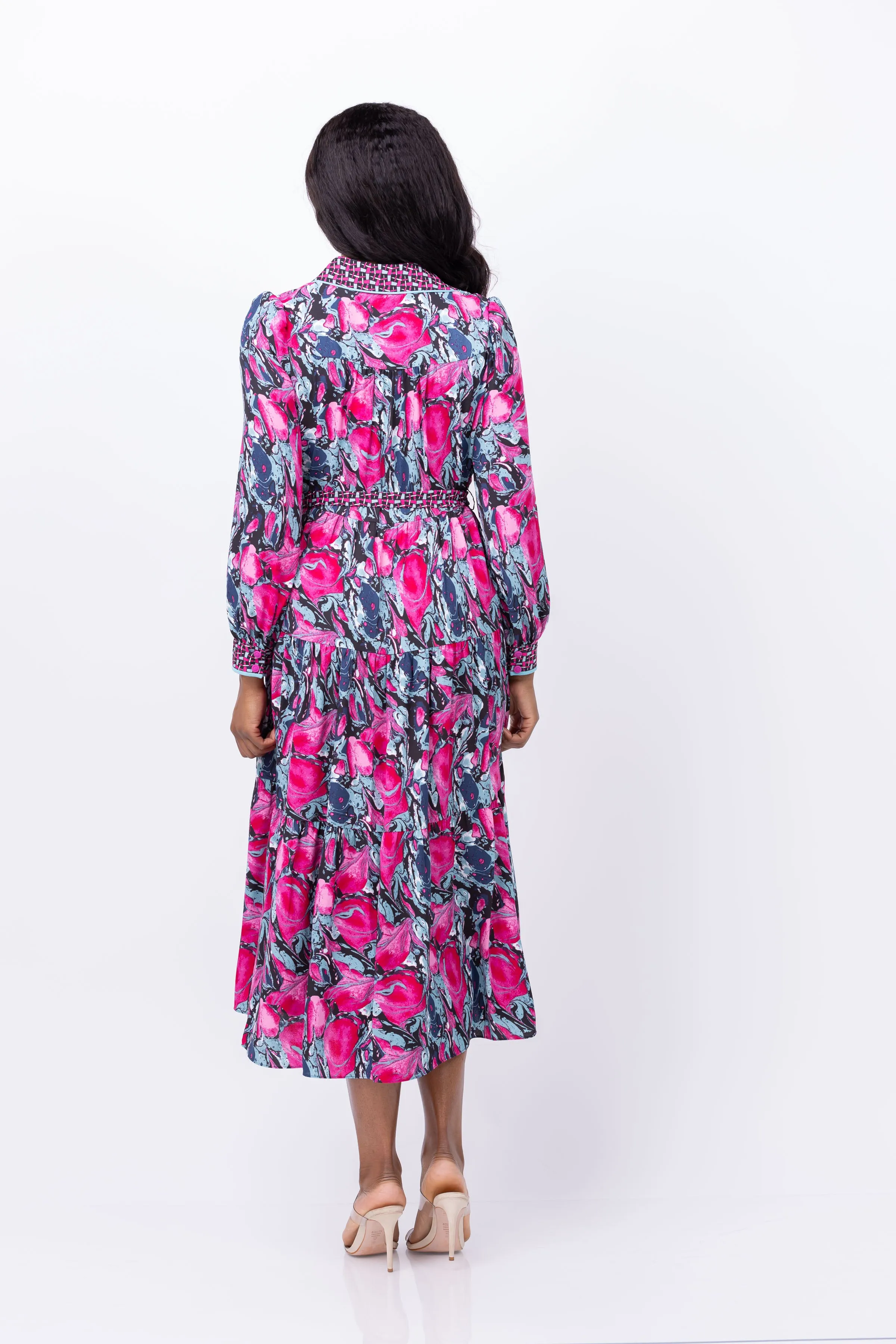 DVF Alea Dress in Misfit Marble/Lydian Indian Pink