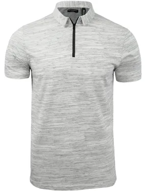 Ekam Zip Up Space Dye Polo Shirt in Grey