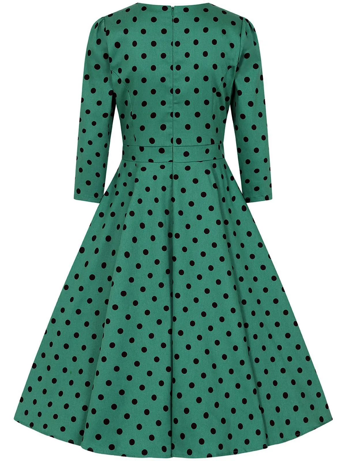 Emerald Green Polka Dot Vintage Style Swing Dress